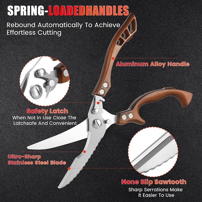 ANDONG Kitchen Scissors, Heavy Duty Professional Poultry Shears, Stainless - Image 3