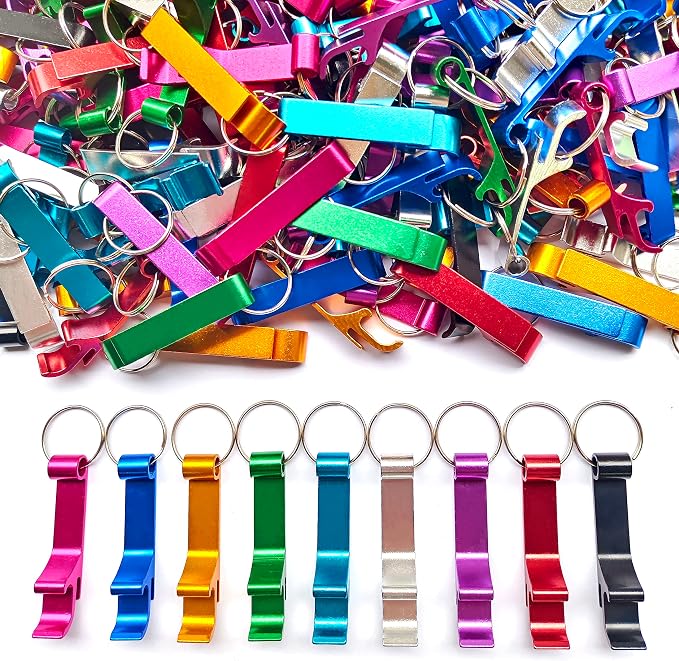 200Pcs Colored Aluminum Bottle Opener Keychain, Soda Beverage Beer Bottle by MTOMDY