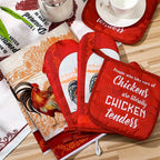 Leinuosen 6 Christmas Red Rooster Farmhouse Kitchen Decor Dish Towels Oven - Image 4
