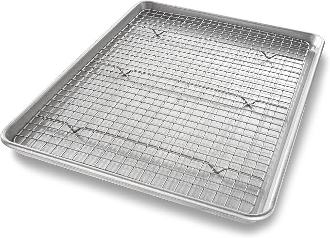 USA Pan Bakeware Half Sheet Baking Pan and Bakeable Nonstick and Cooling Rack by USAPan