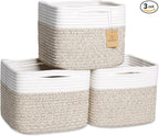 NaturalCozy Storage Cubes 9”x9”x7”Cotton Rope Woven Baskets by NaturalCozy