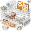 KEMETHY 25 PCS Plastic Drawer Organizers Set, 4 Sizes Vanity Organizer by KEMETHYFocusesonCreatingEfficientStorageProductswithQualityMaterials