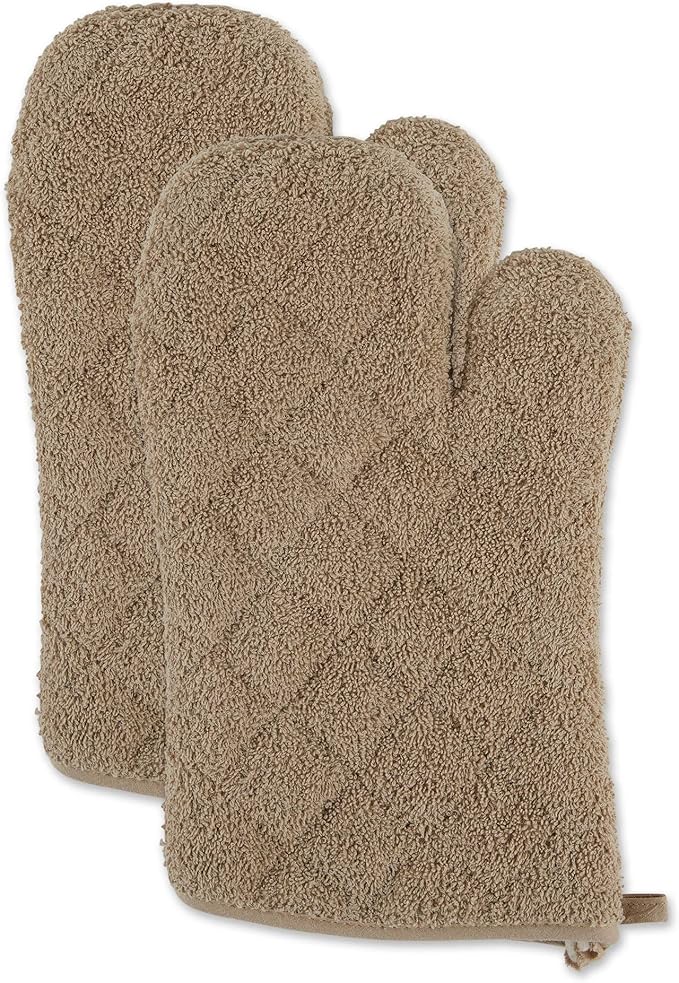 DII Basic Terry Collection 100% Cotton Quilted, Oven Mitt, 2 Piece by DII