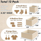 Simple Houseware Foldable Drawer Organizer Set of 12, Onesies – Closet & - Image 2
