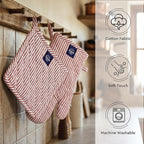 Encasa XO Heat Resistant 100% Cotton Oven Glove & Potholder Set - Image 3