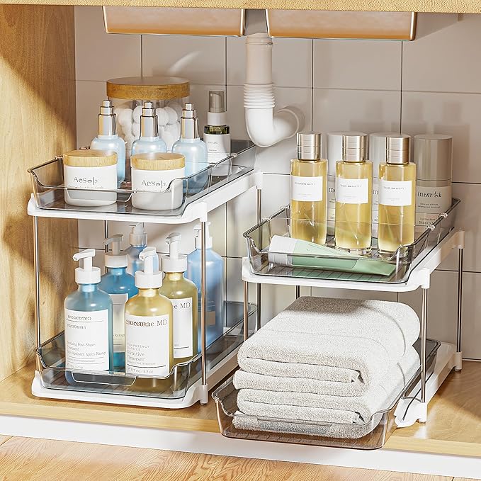Delamu 2-Tier Multi-Purpose Bathroom Under Sink Organizers and Storage - Image 7