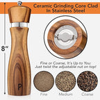 Gennua Kitchen Wooden Salt and Pepper Grinder Set: Refillable Salt & Pepper - Image 5