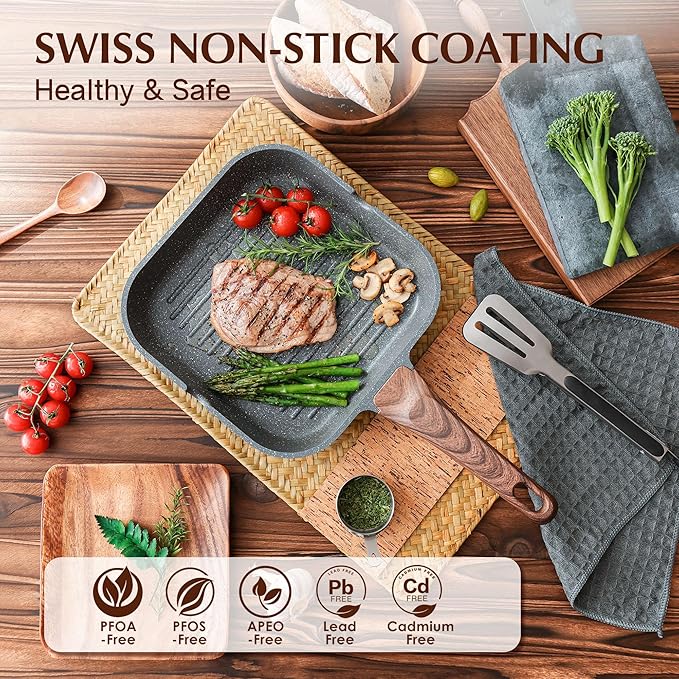 SENSARTE Nonstick Grill Pan for Stove Tops, Versatile Griddle - Image 2