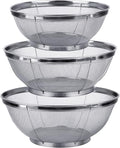 3 Pack Strainers for Kitchen, 18/8 Stainless Steel Colander, Fine Mesh Strainer by Tiawudi
