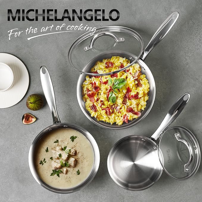 MICHELANGELO Saucepan Set 4pc, 18/10 Stainless Steel Sauce Pan - Image 7