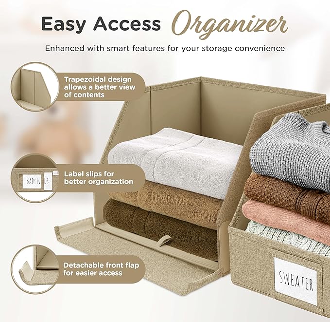 VIVIDECOR Open Front Storage Cubes 12x12x10 – Trapezoid Closet Shelf Bins - Image 3