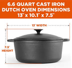 COMMERCIAL CHEF 6.6 Quart Cast Iron Dutch Oven - Image 2