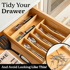 SMIRLY Silverware Drawer Organizer – Bamboo Kitchen Drawer Organizer, - Image 8