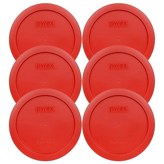 Pyrex 7201-PC 4 Cup Poppy Red Food Storage Replacement Lids by Pyrex