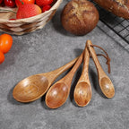 Set of 4 Wooden Measuring Spoons Measuring Spoons Cups Baking Utensil Natural - Image 4