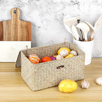 Sumnacon Wicker Basket with Lid Rectangle Woven Baskets - Image 4