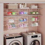 3-Tier Hanging Laundry Basket Organizer：Foldable Wire Shelf Laundry Room - Image 3