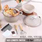 E-far Enameled Dutch Oven Pot for Bread Baking, 6QT Enameled Cast Iron Cookware - Image 7