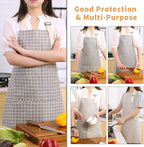 Tosewever 2 Pieces Kitchen Cooking Aprons, Waterproof Linen Adjustable Bib - Image 5