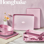 HONGBAKE 9-Piece Baking Pans Set Nonstick, Stackable Non Toxic Bakeware Sets - Image 2