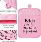 GROBRO7 6Pcs Funny Oven Mitts Pot Holders Baking Gift, I Am The Secret - Image 2