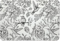 Black and White Floral Hummingbird Dish Drying Mat, Vintage Botanical Coffee by Unknown