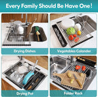 JASIWAY Roll Up Dish Drying Rack, Expandable Stainless Steel Portable Over The - Image 5