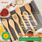 Riveira Maple Wooden Spoons for Cooking Set of 6 – Natural Maple Wooden Cooking - Image 5
