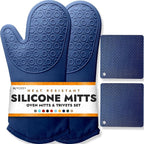 BPA-Free Soft Silicone 4 Piece Oven Mitts & Trivets Set by HOMWE