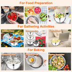 E-far Mixing Bowls Set of 5, Stainless Steel Salad Mixing Bowl - Image 6