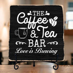 Coffee Bar Sign, Love is Brewing Farmhouse Tabletop Decor, Coffee and Tea Lover by TIRYWT