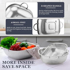 E-far 3 Pack Colander for Kitchen, Square Stainless Steel Metal Strainer - Image 5