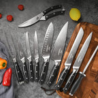 18 Pieces Damascus Kitchen Knife Set, 8 Piece Steak Knives, Non-slip ABS - Image 5