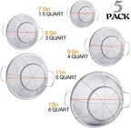 5 Pack 18/8 Stainless Steel Colander Sieves, Rinse or Steam - Image 4