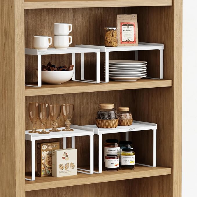Goozii White Marble Kitchen Counter Shelf Organizer, Modern Dish Plate Organizer - Image 4