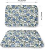 Boho Navy Blue Sage Green Dish Drying Mat 18x24 Inch Vintage Floral Drying Mat - Image 2