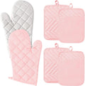 GROBRO7 6Pcs Cotton Oven Mitts and Pot Holders Set Heat Resistant Hot Pads by GROBRO7