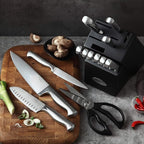 Marco Almond® Knife Set with Block KYA28, 14 Pieces Stainless Steel Chef - Image 3