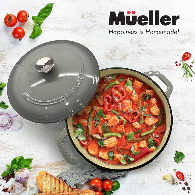 Mueller 6 Quart Enameled Cast Iron Pot Dutch Oven, Heavy-Duty Oven-Safe up to - Image 7