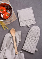 DII 100% Cotton Solid Chambray Kitchen Set, Potholders, 2 Piece - Image 5