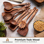 Wooden Spoons for Cooking – 10 Pcs Teak Wood Utensil Set, Nonstick Safe & Heat - Image 3