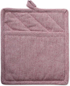 DII 100% Cotton Solid Chambray Kitchen Set, Potholders, Barn Red, 2 Piece - Image 2