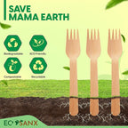 ECOSANX® 120 PCs Wooden forks for eating 6.5" Splinter Free Compostable Forks - Image 7