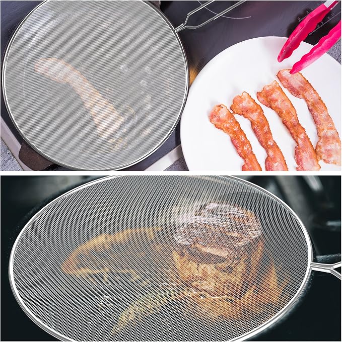 Classic Cuisine Stainless Steel Oil frying pans and pots, 3-pc set Splatter - Image 3