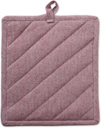 DII 100% Cotton Solid Chambray Kitchen Set, Potholders, Barn Red, 2 Piece - Image 3