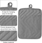 GROBRO7 6Pcs Cotton Oven Mitts and Pot Holders Set Durable Hot Pads Machine - Image 4